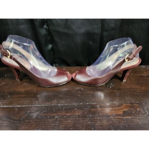 Franco Sarto Brown Leather Peep-Toe Dress Sandals Size 8M - Picture 4 of 9